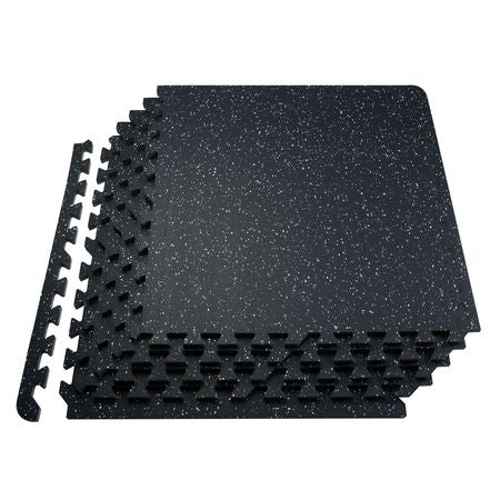 0.56 Inch Thick Gym Floor Mats, 25 Tiles Rubber Top with EVA Foam, 25" x 25" Gym Flooring Workout Mats with 100sq.ft Coverage, Interlocking Puzzle Gym Mats for Gym, Home, Garage, Black & White