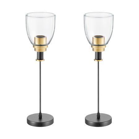 1-Light Pendant Light, 2 Pack, Kitchen Island Lights with Clear Glass Shade & Hanging Cord, Black and Gold Finish, Adjustable Height, Pendant Lighting for Bedroom, Hallway, Entryway, Kitchen