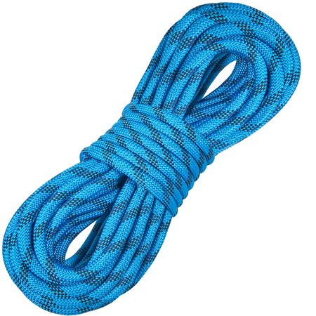 10.5 mm Static Climbing Rope, 19.5M(64ft) Outdoor Rock Climbing Rope 25KN Breaking Tension, Fiber Rope with Steel Snap Hooks for Escape, Rappelling, Fire Rescue, Blue