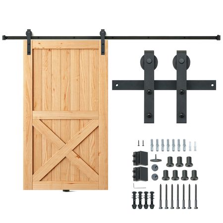 10FT Sliding Barn Door Hardware Kit, 330LBS Loading Heavy Duty Barn Door Track Kit for Single Door, Fit 4.6-5.2FT Wide and 1.3"-1.8" Thick Door Panel, with Smooth & Silent Pulley (J Shape)