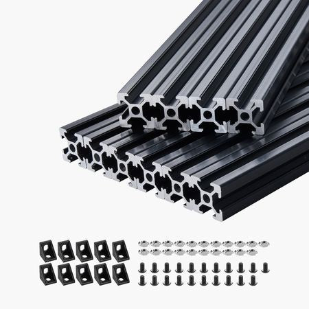 10PCS 47.2in (1200mm)T Slot 2020 Aluminum Extrusion Profile, European Standard Anodized Linear Rail, High-Strength Extruded Aluminum Rail for 3D Printer, CNC Machine DIY, Laser Engraving, Black
