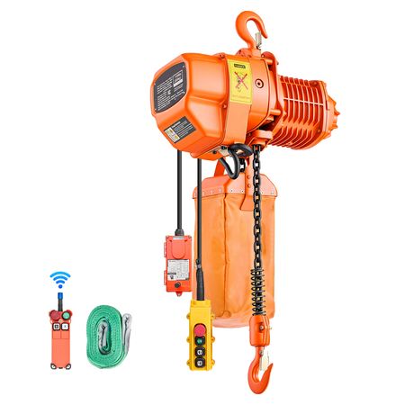 1100 lbs Electric Chain Hoist, 20 ft Lifting Height, Three-Phase Overhead Crane with 328 ft Wireless & 15 ft Wired Remote Control, Single G80 Chain Hoist for Factories, Warehouses, Garages