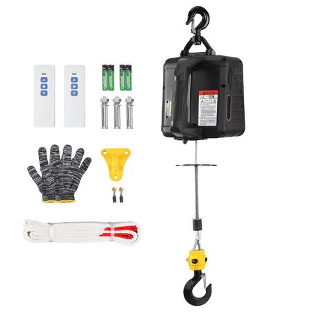 1100 lbs Electric Hoist Winch, 2-in-1 1500W Portable Power Winch Crane, 23 ft Lifting Height, Attic lift with Wireless Remote Control, for Garage, Warehouse, Factory Lifting Towing