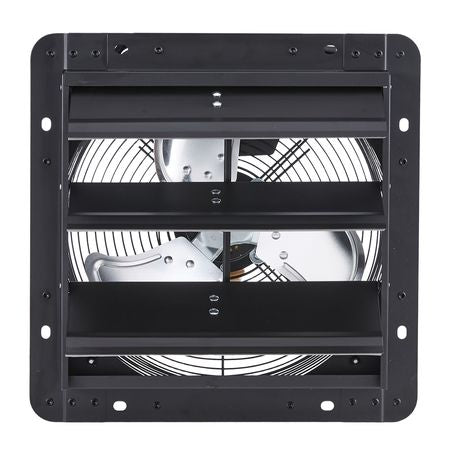 12 inch Shutter Exhaust Fan, Wall Mounted Attic Vent Fan with Variable Speed Controller, 1100 CFM, AC Motor, Heavy-duty Steel, Low Noise for Shed, Garage, Greenhouse Ventilation Cooling, Black