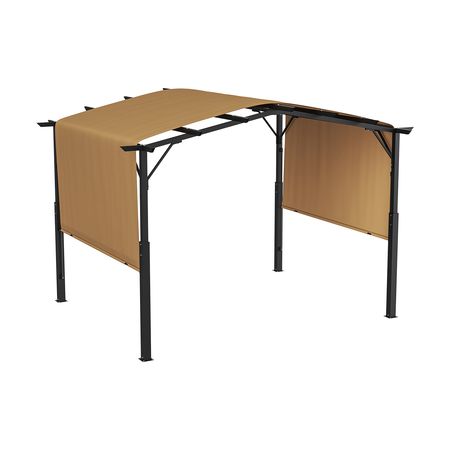 12 x 10 ft Outdoor Pergola, Arched Top Metal Pergola, Retractable Pergola with Sun Shade Canopy, Large Patio Shelter Pavilion, Heavy Duty Garden Pergola for Deck Backyard Porch Poolside