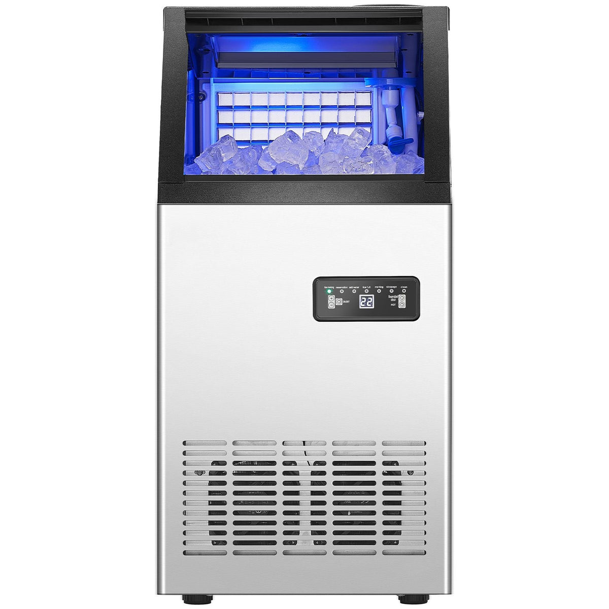 120lbs/24H Commercial Ice Maker, 36 Ice Cubes in 15 Minutes, Freestanding Ice Maker Machine with 28lbs Large Storage Capacity for Bar Office Restaurant, with LED Digital Display & Self-Cleaning