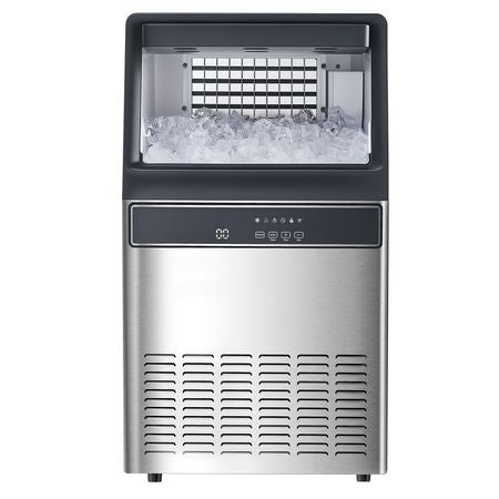 120lbs/24H Commercial Ice Maker Machine, 33lbs Storage Capacity Ice Maker with Drain Pump, 55 Ice Cubes in 15 Minutes, LED Digital Display Freestanding Self-Cleaning for Bar Office Restaurant