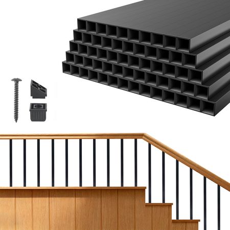 125 Pack Deck Balusters, 3/4 in Square x 26 in Long Aluminum Railing Spindles, Hollow Metal Decking Stair Balusters with Connectors, Screws, for Deck, Porch & Staircase Railing Fence, Black