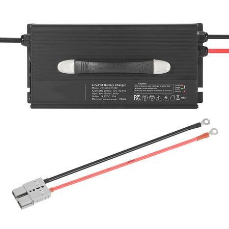 12V 80A Lithium Battery Charger, 14.6V, AC-DC LiFePO4 Smart Charger, with Anderson Connector, LED Indicator, 0V Activation, for Lithium LiFePO4 Deep Cycle Rechargeable Batteries of Boat, RV