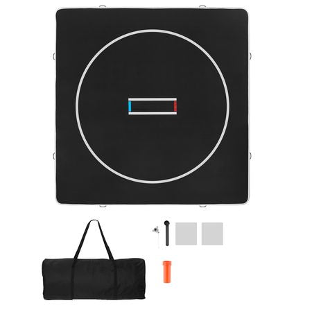 13x13 ft Wrestling Mat Inflatable, Martial Arts Thick Mat for Home Gym Exercise, PVC Foldable Training Mats with Circles and 600W Air Pump, for Gymnastics, Tatami, Jiu Jitsu BJJ MMA Judo, Black