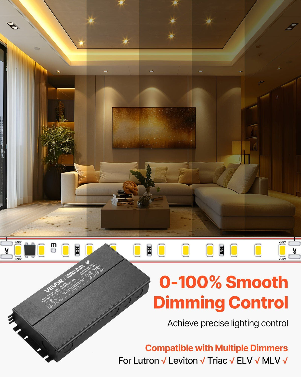 150W 24V Dimmable LED Driver AC to DC Power Supply Transformer Constant Voltage