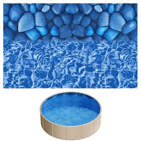 15ft Pool Liner, Round Overlap Swimming Pool Liner for 54 in Wall Height, Premium Vinyl, Easy Install with Leak-Proof Patches, Designed for Steel Sided Above-Ground,Outdoor, Boulder Swirl