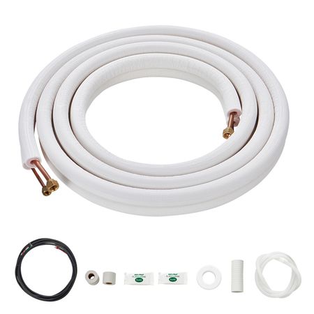 16FT Mini Split Line Set, 1/4" & 3/8" O.D Copper Pipes Tubing and Triple-Layer Insulation, for Air Conditioning or Heating Pump Equipment & HVAC with Rich Accessories (18ft Connection Cable)