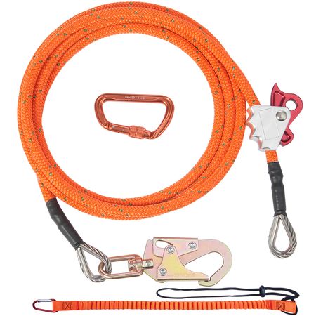 16mm Steel Core Flipline, 12ft(3.6m) Arborist Flipline, Flip Line for Tree Climbing with Alloy Steel Snap Hook & Aluminum Alloy Carabiner, 30KN Breaking Tension for Fall Protection, Tree Climber