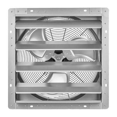 18 Inch Shutter Exhaust Fan Wall Mounted Automatic Louvers Silver, Sturdy Steel Housing, 3051 CFM Low Noise, AC Motor, Ventilation and Cooling for Attic, Garage, Barn, Greenhouse, Workshop