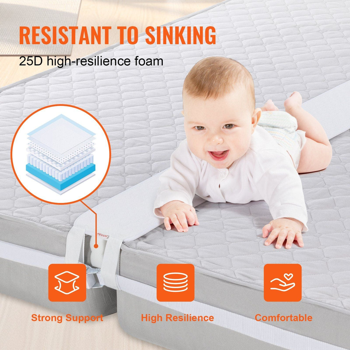2-in-1 Bed Bridge Twin to King with Attached Sheet - Twin Bed Connector - Split King Gap Filer - Mattress Wedge Gap Filler - Twin to King Bed Converter - Mattress Gap Filler King Bed, 75"L x 8"W