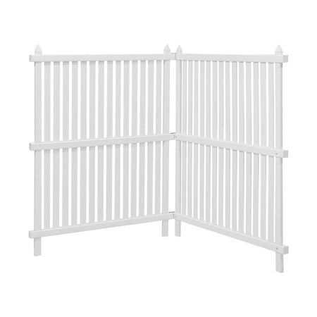 2 Panels Outdoor Privacy Screen, 36 x 45 in Air Conditioner Fence with 19.7 in Ground Stakes, Pool Equipment Enclosure, Strip Vinyl Privacy Fence, Ideal for Trash Can and A/C Units, White