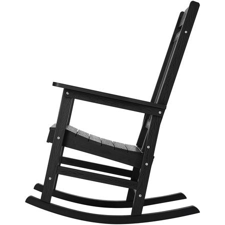 2 Pcs Porch Rocker, HIPS Outdoor Rocking Chair, High Back Patio Rocking Chair with Smooth Armrests, Supports up to 400 lbs, for Garden, Balcony, Porch, Black