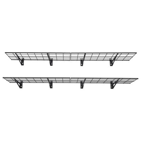 2-Tier Heavy Duty Wall Garage Shelving, 4 Pack 1 x 3 ft Steel Wall Mounted Shelving Unit, 12 x 72 Inch Per Shelf Floating Storage Metal Rack for Garage with 600 lbs Total Weight Capacity, Black