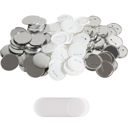 200 Sets 3 inch 75mm Pin Back Button Parts, DIY Round Button Badge Parts, Set Includes Metal Top, Plastic/Metal Button, Clear Film, and Blank Paper For Gifts Presents, Machine NOT Included