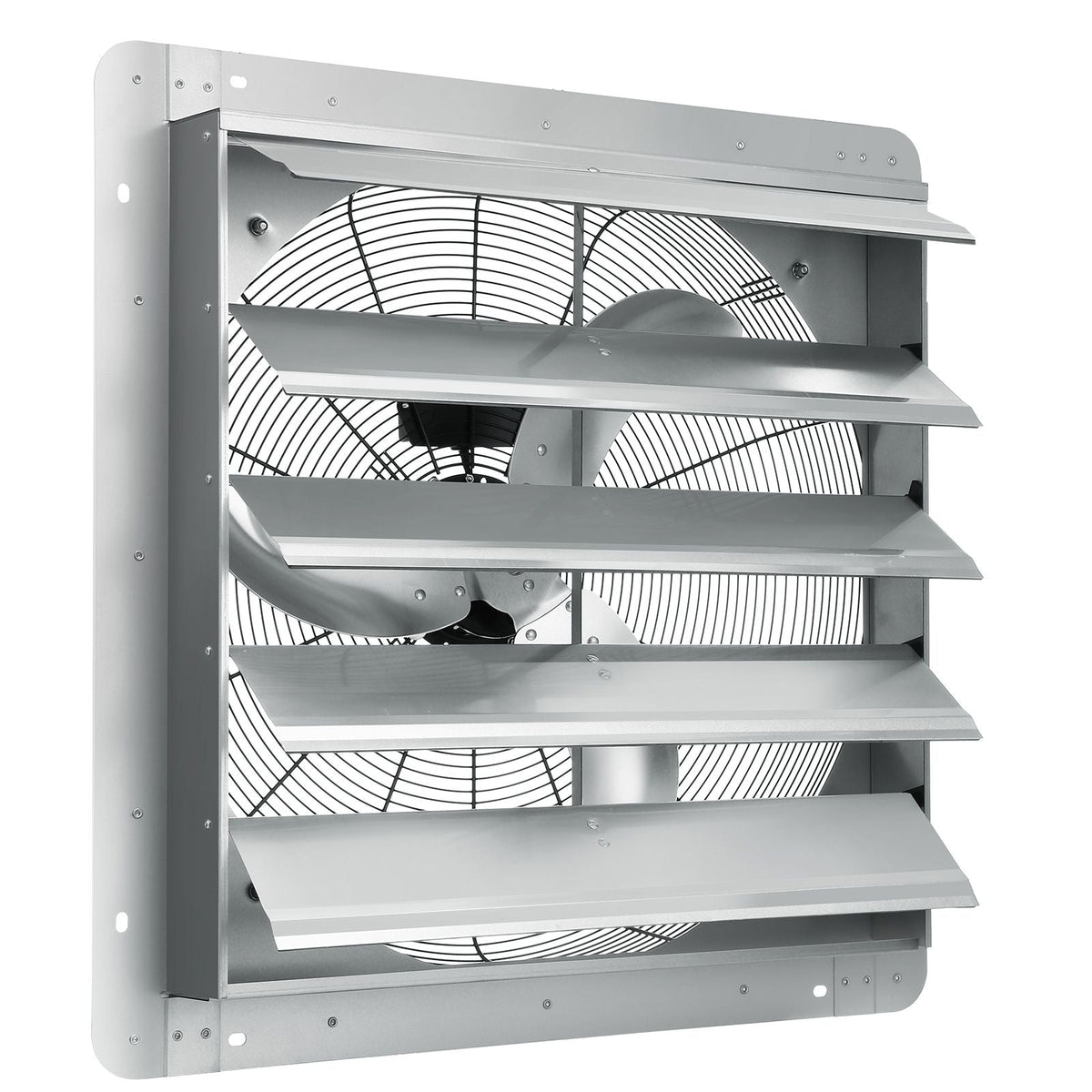24'' Shutter Exhaust Fan, High-speed 3320 CFM, Aluminum Wall Mount Attic Fan with AC-motor, Ventilation and Cooling for Greenhouses, Garages, Sheds, Shops, FCC