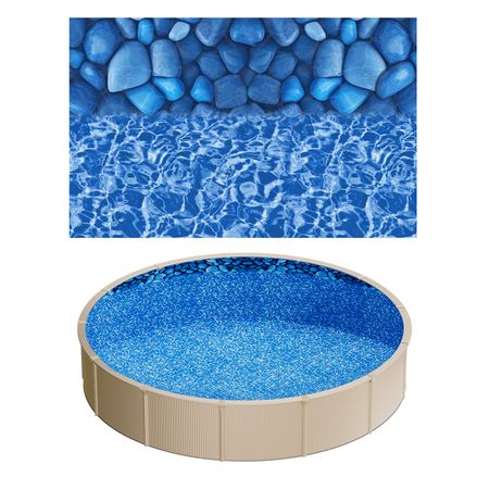 24ft Pool Liner, Round Overlap Swimming Pool Liner for 52 in Wall Height, Premium Vinyl, Easy Install with Leak-Proof Patches, Designed for Steel Sided Above-Ground,Outdoor, Boulder Swirl