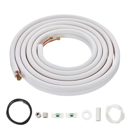 25FT Mini Split Line Set, 1/4" & 3/8" O.D Copper Pipes Tubing and Triple-Layer Insulation, for Air Conditioning or Heating Pump Equipment & HVAC with Rich Accessories (27ft Connection Cable)
