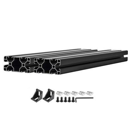 2PCS 4080 Aluminum Extrusion Profile, 19.69 Inch 500 mm, T Slot European Standard Anodized Linear Rail, High-Strength Extruded Aluminum Rail, for 3D Printer Parts and CNC DIY Workbench, Black