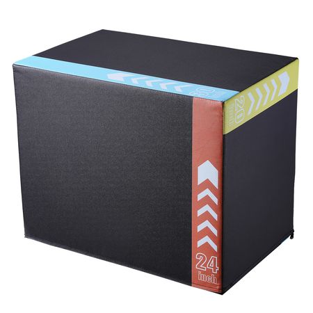 3 in 1 Plyometric Jump Box, 30/24/20 Inch Cotton Plyo Box, Platform & Jumping Agility Box, Anti-Slip Fitness Exercise Step Up Box for Home Gym Training, Conditioning Strength Training, Black