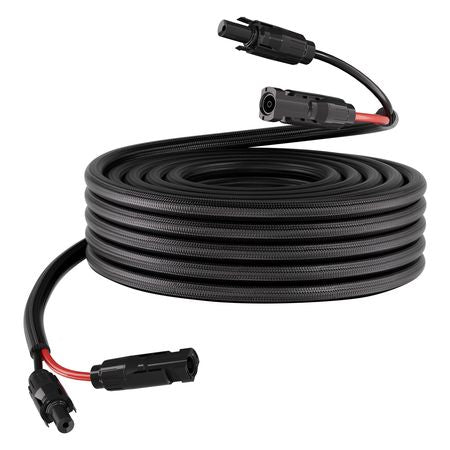 30FT Solar Panel Extension Cable, 10 AWG, Solar Panel Wire with Flame Retardant Protective Sleeving, Female and Male Connectors, IP67 Waterproof PV Wire, for Outdoor Automotive RV, Black & Red