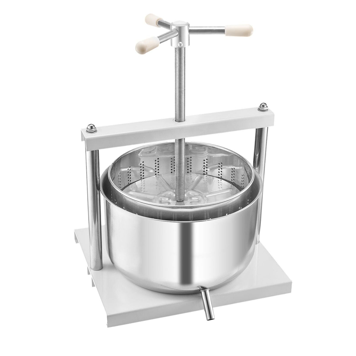 3.17 Gal/12L Fruit Wine Press, 2 Stainless Steel Barrels, Manual Juice Maker, Cider Apple Grape Tincture Honey Olive Oil Making Press with Triangular Handle for Outdoor Kitchen Home