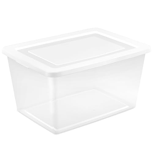 Sterilite 8-Pack Storage Box, Clear Plastic Storage Container Bins with Lids, 58 Quart - Heavy-Duty Organizing Containers for Closet, Bathroom, and Office - size: 58 Quart, style: 8