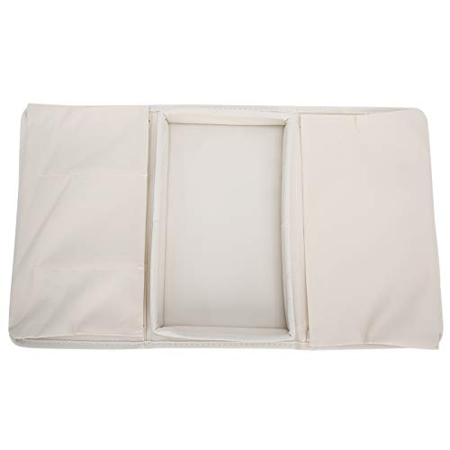 Sofa Armrest Organizer with Cup Holder Tray,4 Pockets Armchair Caddy Bedside Storage Pockets Bag 11.8x7.1x7.1inch TV Remote Control Organizer Armchair Couch Bag (Beige) - color: Beige