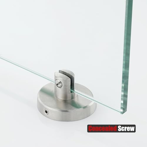 JQK Bathroom Glass Shelf, Tempered Glass Shower Storage 8 by 5 inches, 304 Stainless Steel Brushed Finish Wall Mount 2 Pack, TGS101L8-BN-P2 - color: Brushed, size: 8 Inch (2 Pack)