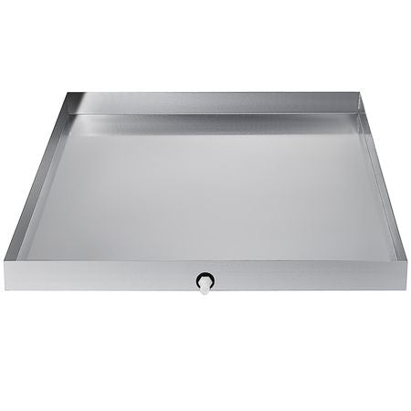 32 x 32 x 2.5 Inch Washing Machine Pan 18 GA Thickness 304 Stainless Steel Heavy Duty Compact Washer Drip Tray with Drain Hole & Hose Adapter