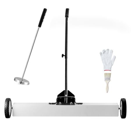36-Inch Magnetic Sweeper with Wheels, 55 lbs Capacity, with Telescoping Magnetic Pickup Tool, Adjustable Handle, Magnetic Pickup Sweeper to Pick Up Nails and Screws, for Workshop, Garage, Yard