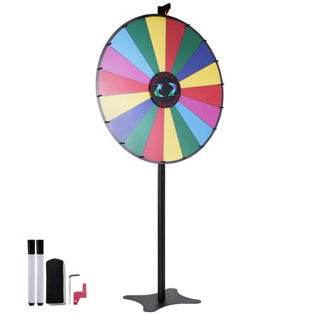 36 inch Spinning Prize Wheel, 18 Slots Spinning Wheel, Roulette Wheel with a Dry Erase and 2 Markers, Tabletop or Floor Standing Win Fortune Spin Games in Party Pub Trade Show Carnival