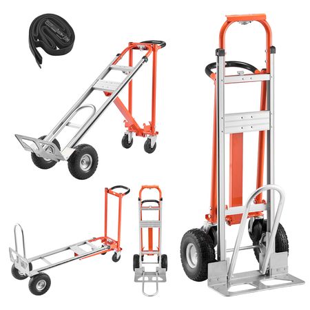 4 in 1 Hand Truck, 1000 lbs Load Capacity for 4-Wheel Mode, Convertible Hand Truck Dolly with Non-Slip Handle & Wheels, Aluminum Alloy Portable Trolley Dolly for Moving Home, Office, Warehouse