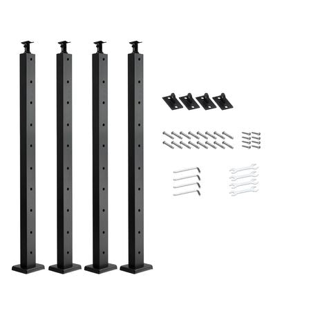 4-Pack Cable Railing Post, 36x1x2 In Horizontal-Hole Deck Railing Post with Pre-Drilled Holes, Stainless Steel Cable Rail Post with Horizontal and Curved Bracket, Black, 4JZLGZXHS914UUOI6001V0