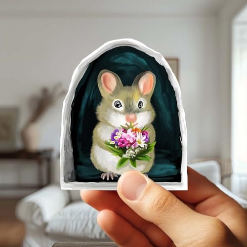 Mouse Reading Book, Wall Decor Sticker Decal, Kids Room, Classroom, Home, Bedroom, Bookcase, Book Lover, of Mice and Men, Children, Adorable, (Mouse Flowers)
