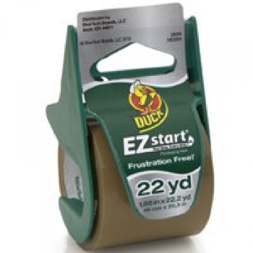 Duck Brand EZ Start Packaging Tape with Dispenser, 1.88 Inches x 22.2 Yards, Tan (393191)