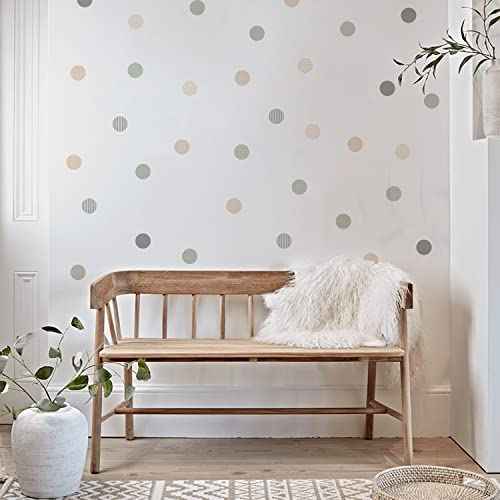 Boho Polka Dot Wall Decals 36 PCS, Boho Wall Decal Wall Sticker for Girls Room Living Room Playroom Nursery, Removable Wall Decals Kids Room Decor Vinyl Murals DIY Cute Decorations (6 Sheets)