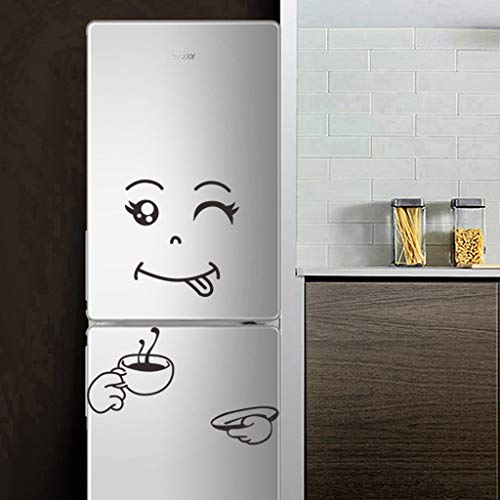 Generic 2pcs Kitchen Fridge Stickers A Funny Face Looks Like You are Enjoying Your Meal Wall Car Door Stickers Decor Decals Art Mural Paste, Green, JS2024-002