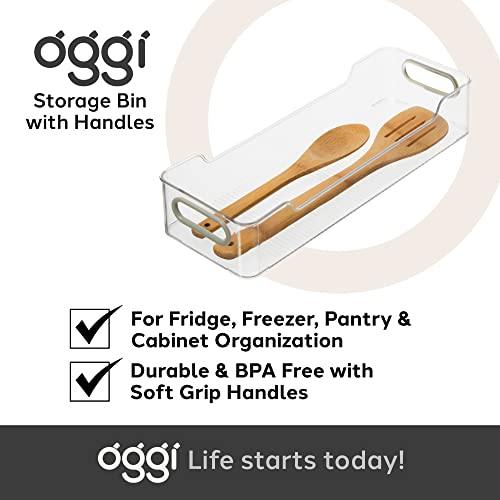 Oggi Cabinet/Drawer Storage Bin - 14" x 5" (Set of 6), Clear/Gray, Ideal for Kitchen Organization, Pantry Storage, Fridge Organizing - size: 14" x 5" (set of 6)
