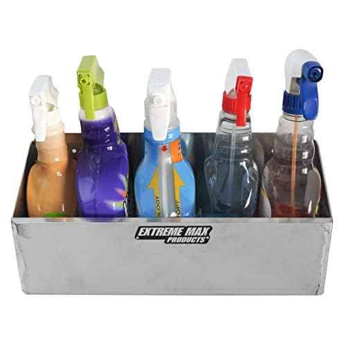Extreme Max 5001.6105 Aluminum Spray Bottle Shelf for Enclosed Trailer, Shop, Garage, Storage - Holds Four 1-Quart (32 oz.) Spray Bottles