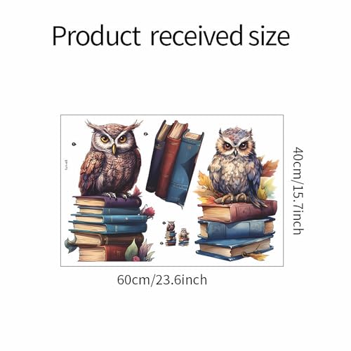 Cute Owl Books Educational Wall Stickers, sacinora Reading Corner DIY Cartoon Animal Wall Decals Removable Vinyl Peel and Stick for Kids Baby Nursery Bedroom Classroom Preschool Art Decorations