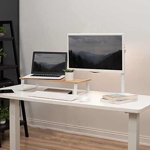 VIVO 24 inch Monitor Stand, Wood and Steel Desktop Riser, Screen, Keyboard, Laptop, Small TV, Ergonomic Desk and Tabletop Organizer, Light Wood, STAND-V000WM - color: Light Wood