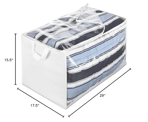 Whitmor Jumbo Storage Bag, 29" L x 17.5" W x 15.5" H | Zippered | White/Clear | Pack of 6 - size: 1 EA (Pack of 6)