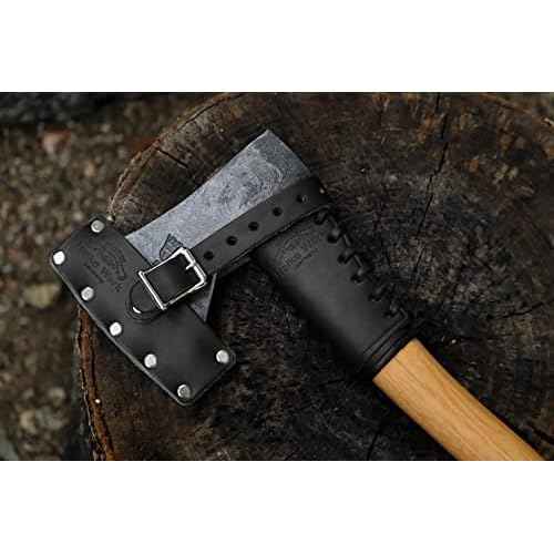 Helko Werk Leather Axe Sheath (Hatchet) - Genuine Leather Sheath for Axes and Hatchets Leather and Axe Cover and Hatchet Cover (Hatchet Black) S121SBK