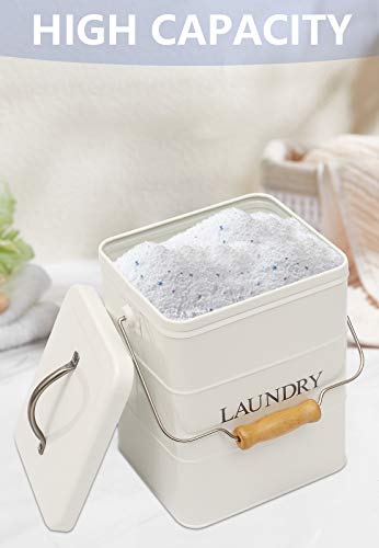 Laundry Powder Bin, Washing Powder Storage Tin with Scoop, Airtight Lid & Handles, Laundry Detergent Powder Storage Box - Perfect for Holding Pods Tablets Capsules Powder Detergent-White - color: White